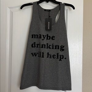 Gray Tank Top with Black Text-Medium